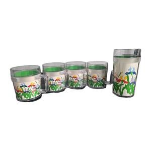 Lot of 5 Vintage St. Tropez Audrey Tulips Thermo-Serv Drinking Tumbler Cups Mugs